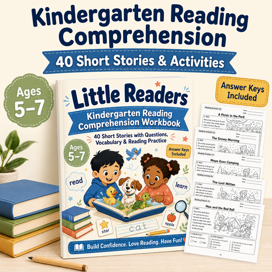 Little Readers: Kindergarten Reading Comprehension Workbook