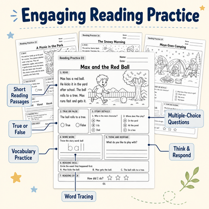 Little Readers: Kindergarten Reading Comprehension Workbook
