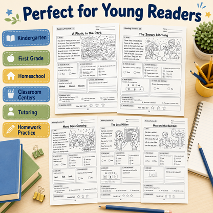 Little Readers: Kindergarten Reading Comprehension Workbook