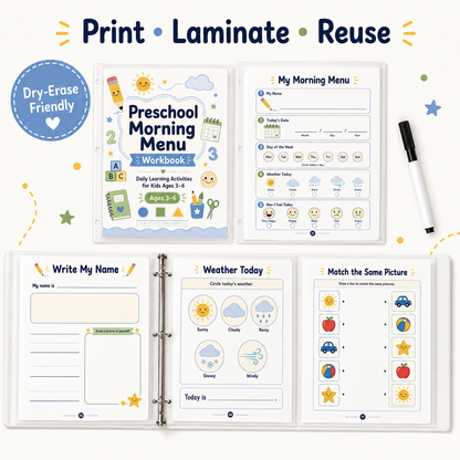 Preschool Morning Menu Workbook!