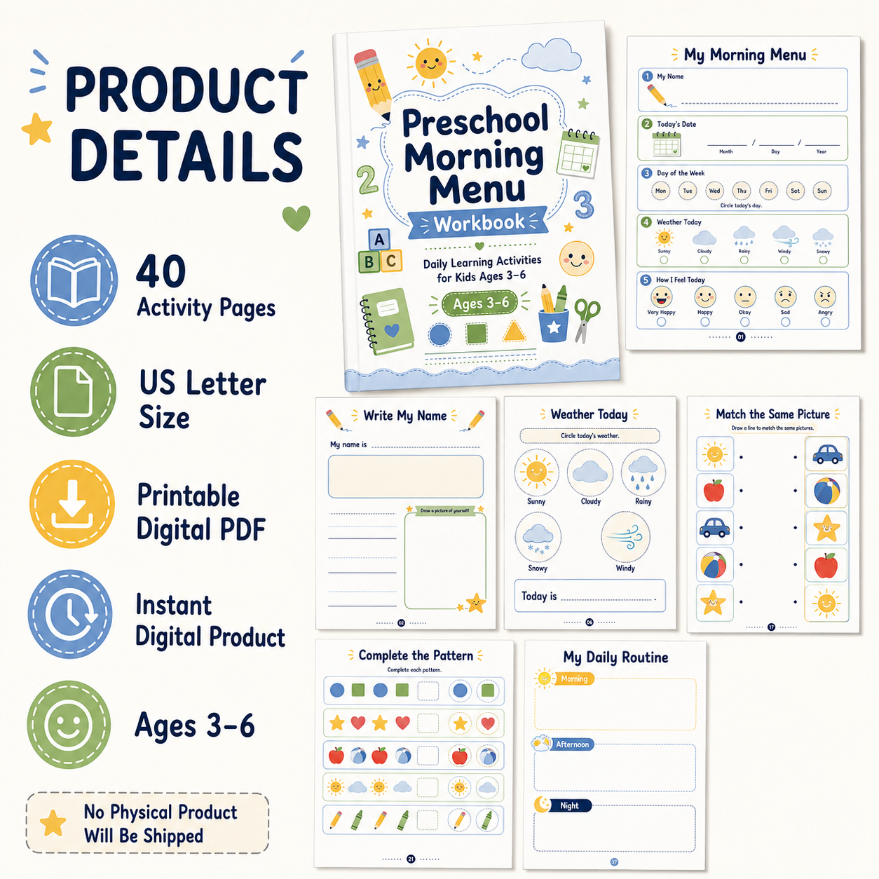 Preschool Morning Menu Workbook!