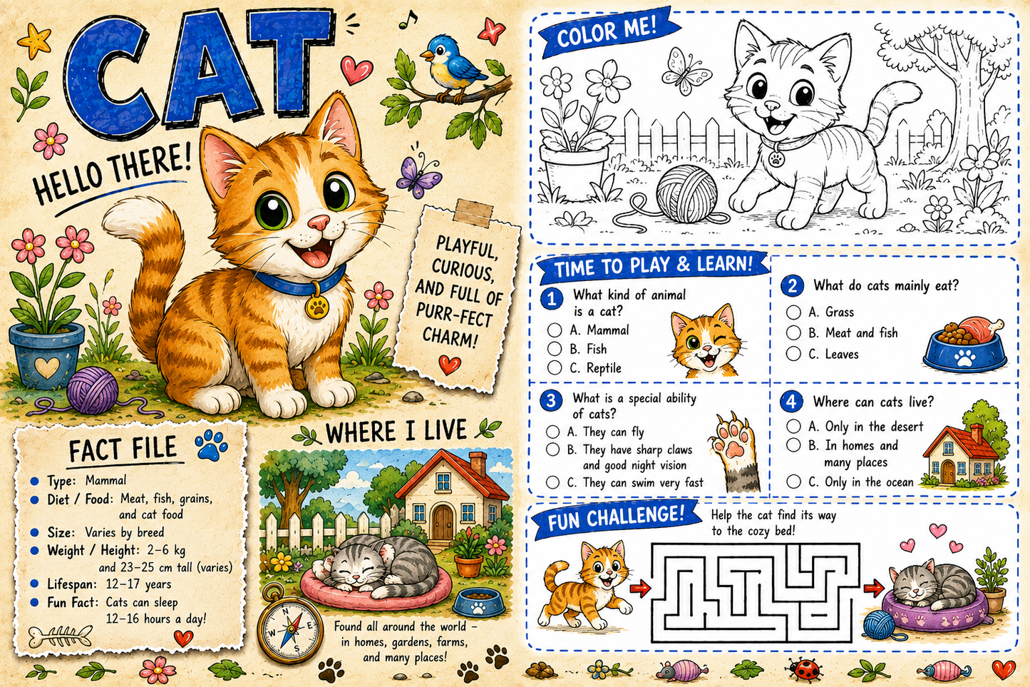 🐾 The Ultimate Book of Animals Activities: Learn, Color & Play! 🐱🐹