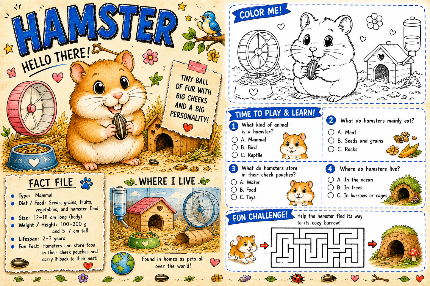 🐾 The Ultimate Book of Animals Activities: Learn, Color & Play! 🐱🐹