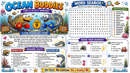 Worksheets – Educational Character Activity Book | 20 Printable Activity Pages for Kids