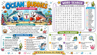 Worksheets – Educational Character Activity Book | 20 Printable Activity Pages for Kids