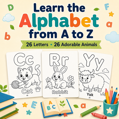 A–Z Animal Alphabet Coloring Book for Kids Ages 3–7