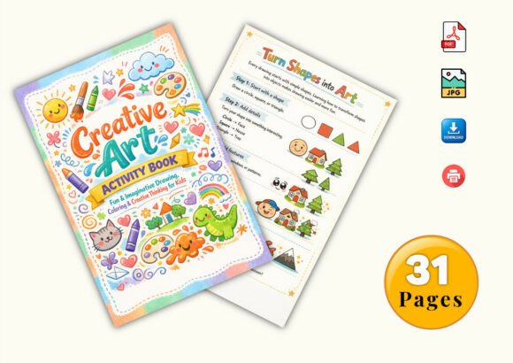 ✨ Printable Creative Art Activity Book Template – 31 Imagination Puzzles ✨