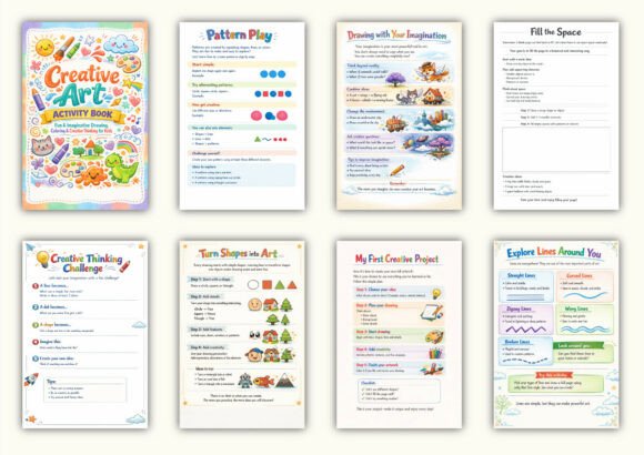 ✨ Printable Creative Art Activity Book Template – 31 Imagination Puzzles ✨