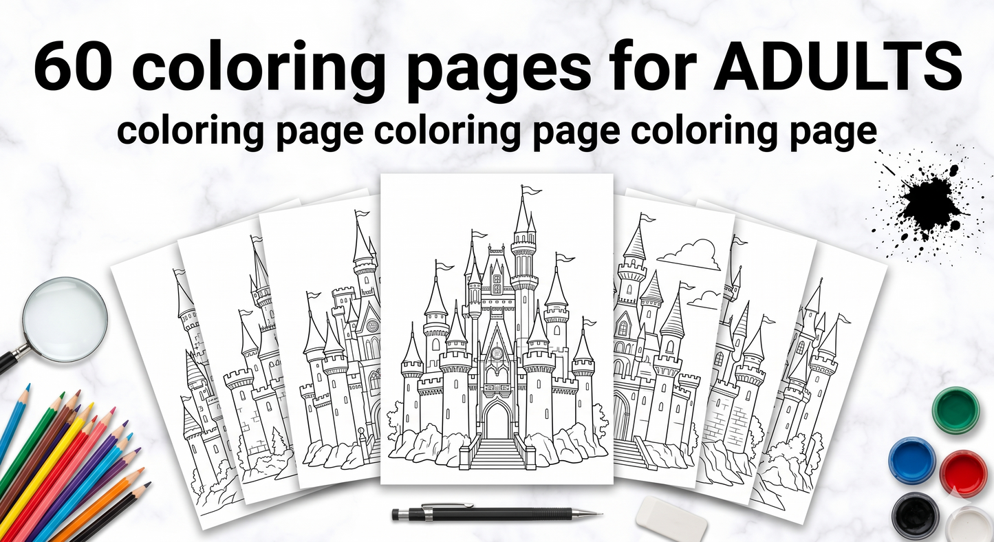 Mystical Castles: 60 Detailed Fantasy Architecture Coloring Pages for Adults (PDF)