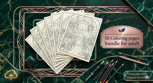 50 Greenhouse Plant Coloring Pages PDF | Printable Botanical Adult Coloring Book