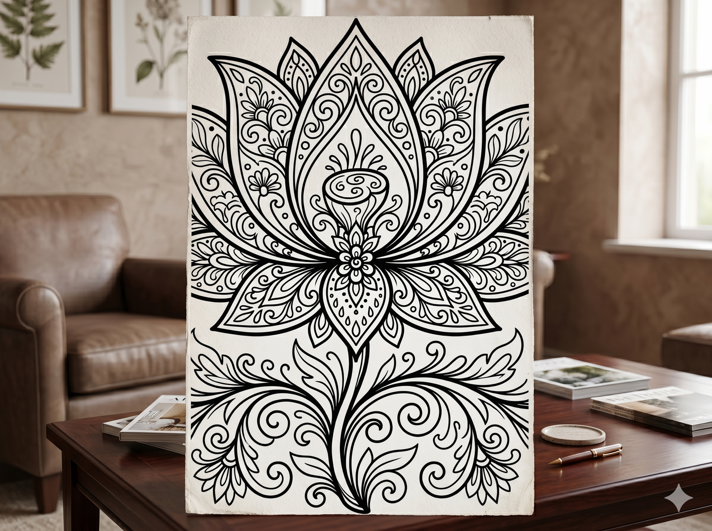 Discover tranquility with this premium collection of 50 Lotus Flower Symmetry Coloring Pages