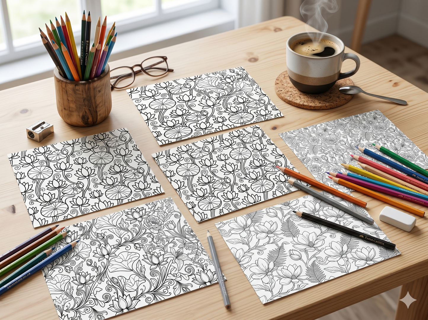 Beautiful Seamless Floral Coloring Pages