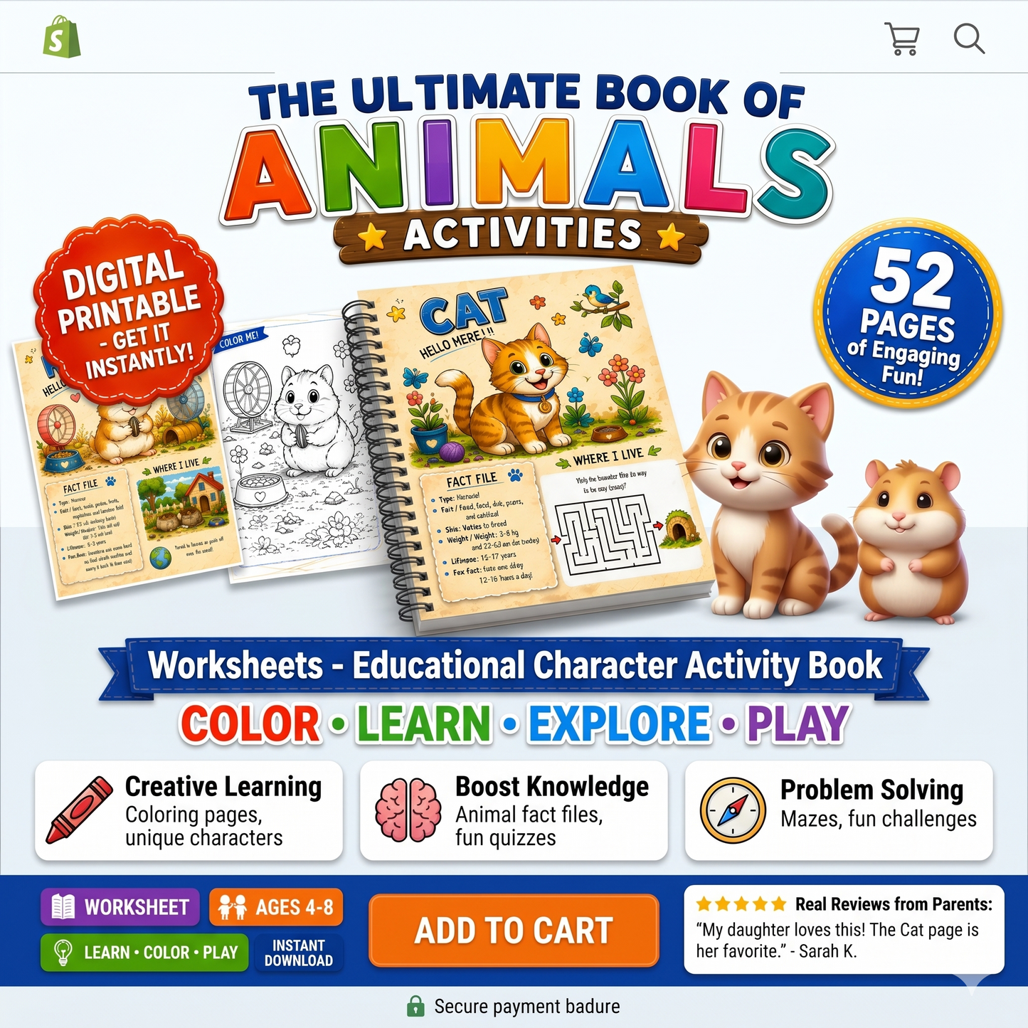 🐾 The Ultimate Book of Animals Activities: Learn, Color & Play! 🐱🐹
