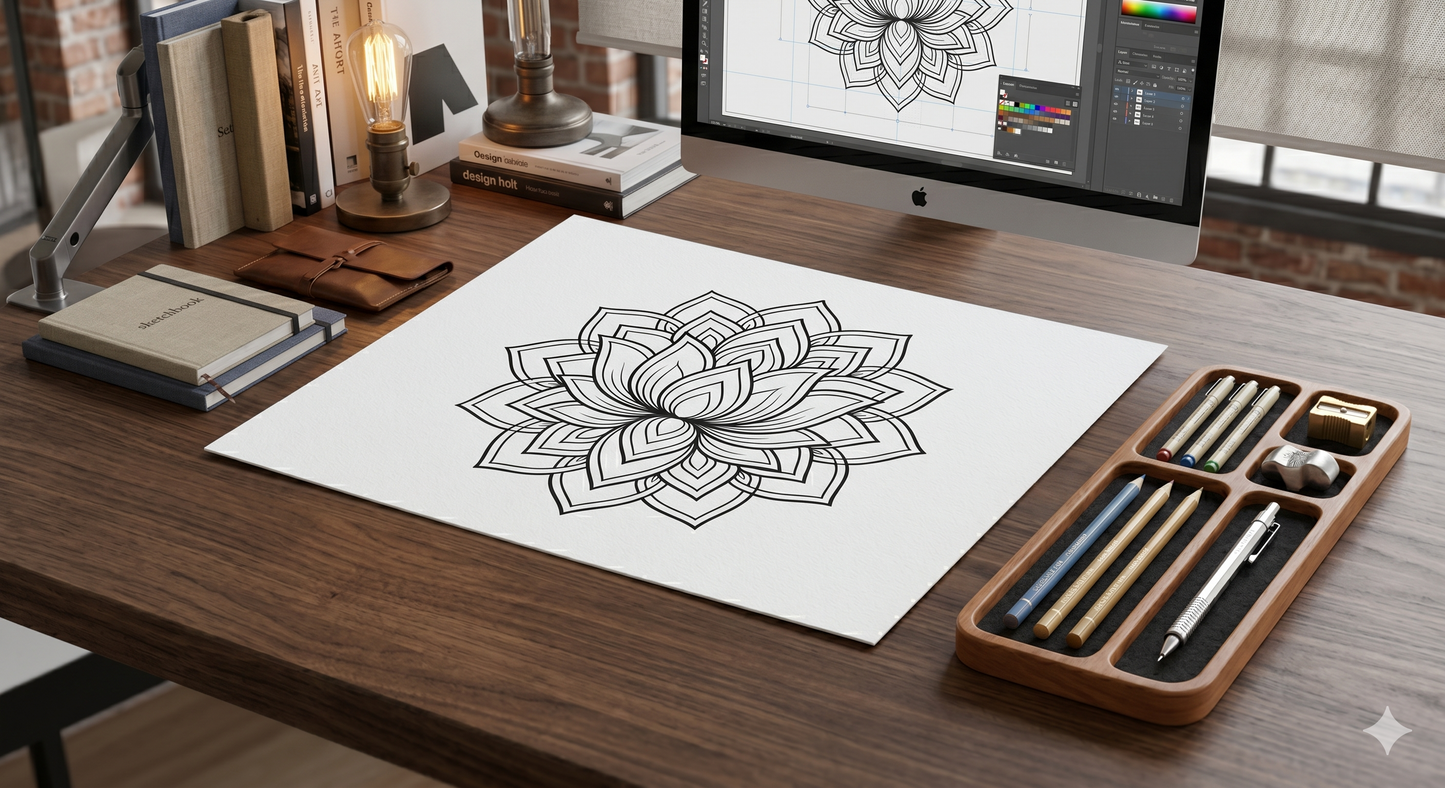Discover tranquility with this premium collection of 50 Lotus Flower Symmetry Coloring Pages