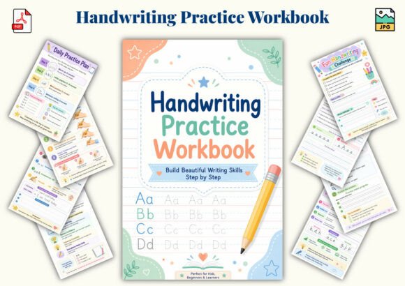 ✨ Printable Handwriting Practice Workbook Template – 26 Letter Tracing Pages ✨ Build neat, confident penmanship and master beautiful letter formation step by step! ✍️✨