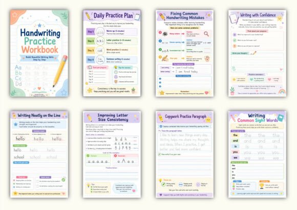 ✨ Printable Handwriting Practice Workbook Template – 26 Letter Tracing Pages ✨ Build neat, confident penmanship and master beautiful letter formation step by step! ✍️✨