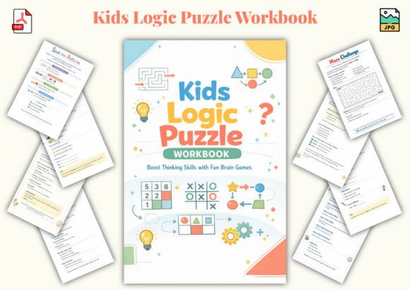 ✨ Printable Kids Logic Puzzle Workbook Template – 32 Cognitive Challenges ✨ Ignite critical thinking, boost IQ scores, and turn logical reasoning into a thrilling brain adventure! 🧠✨