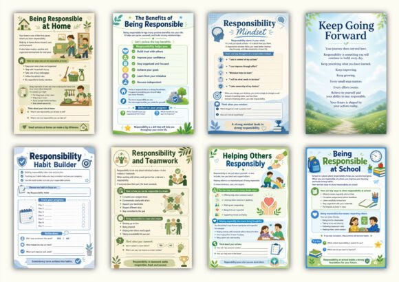 ✨ Printable Responsibility Workbook Template – 51 Life Skills & Habit Tracking Pages ✨
